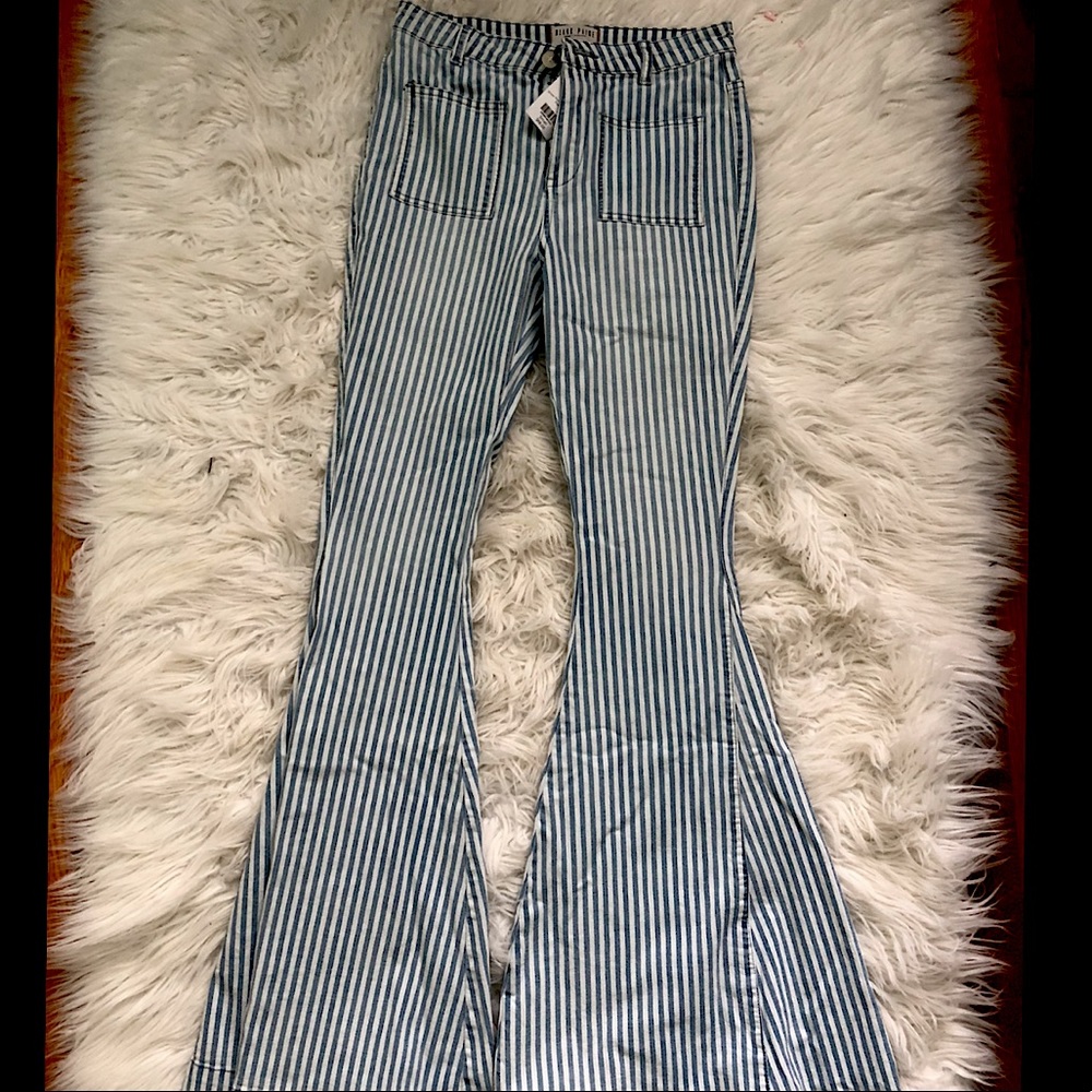 Denim Striped Flare Jeans